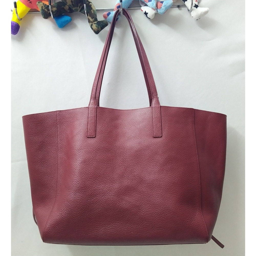 MCM Wandel Red Ruby Tan Leather Reversible Double Handle Shopper Tote Bag - Picture 3 of 16